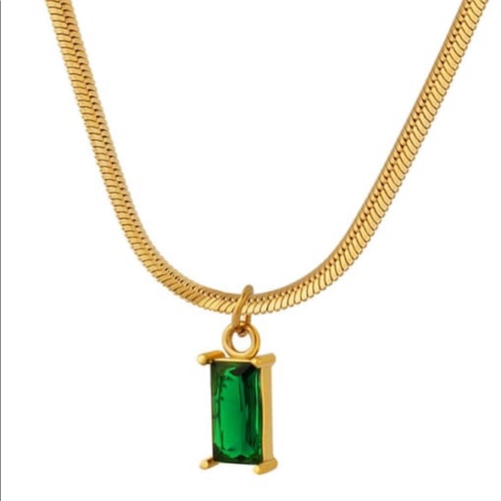 14k gold filled snake emerald necklace